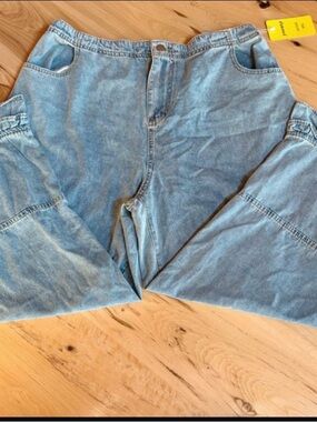 NWT Yoeasy Boho ruffled wide leg soft denim XXL